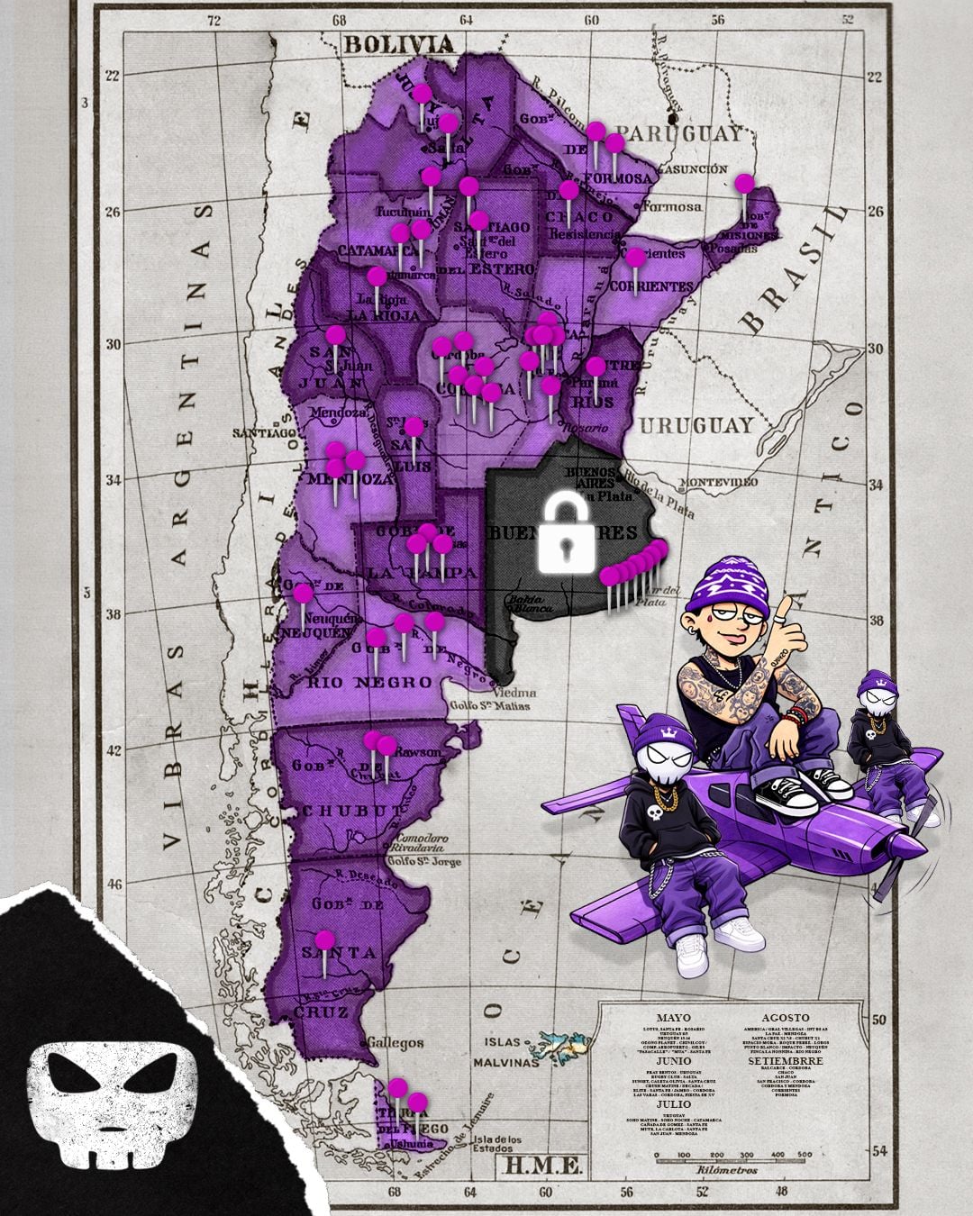 Campaña — mapa de la gira Vibras Argentinas de Peipper