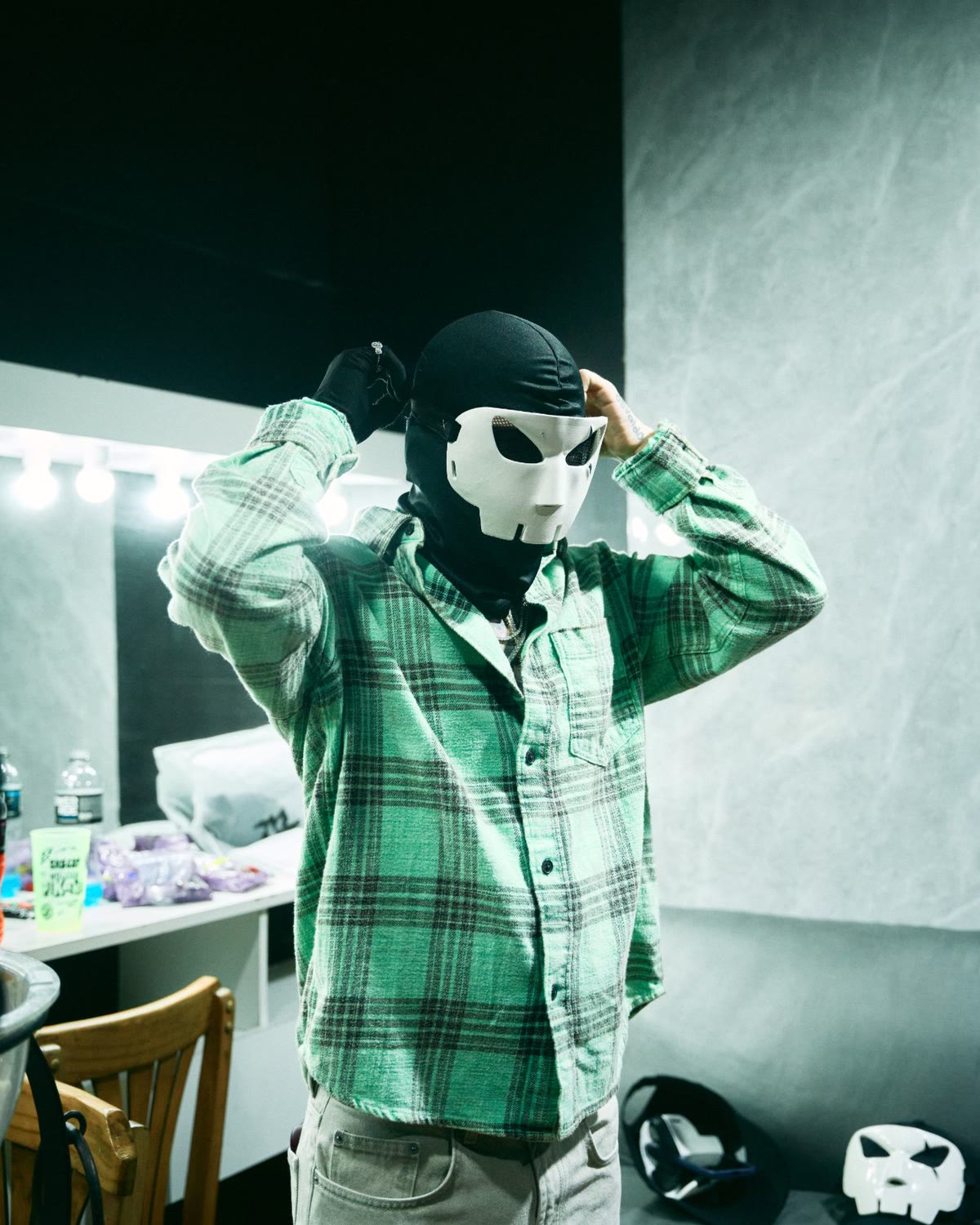 Peipper en el camarín antes del show